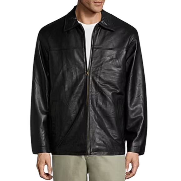 New Black Lambskin Leather Lined Jacket Zip Front 5 Pockets Hip Length Car Coat